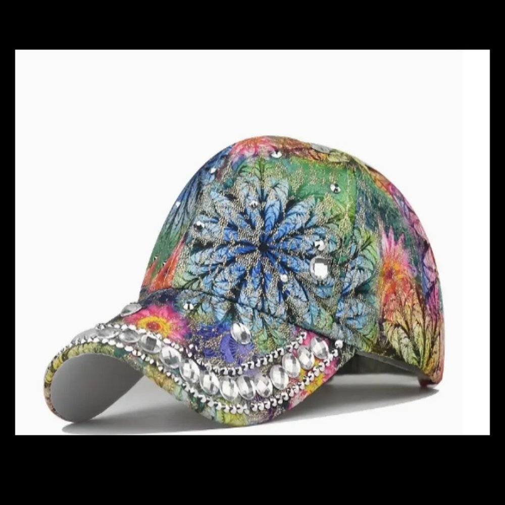 NEW Blue Floral Tye Dye Cap Adjustable